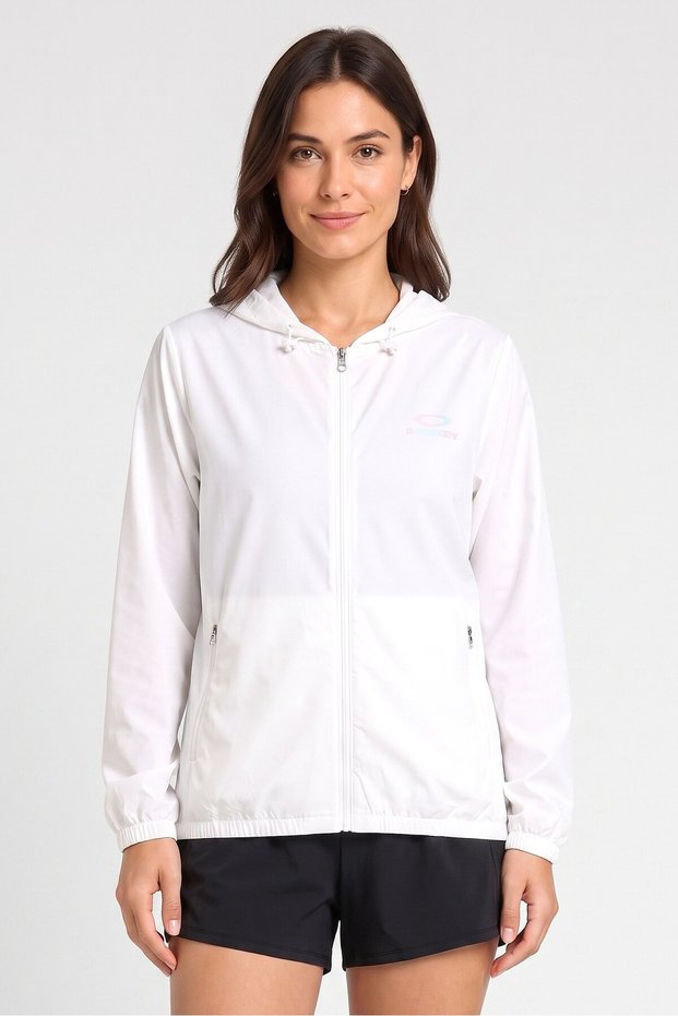 Women Sportswear Fit Outdoor Windbreaker Jacket, White