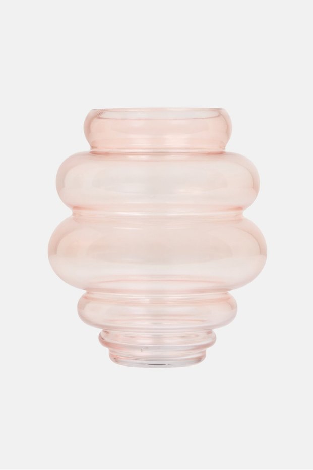 Handmade Glass Round Tapered Vase, Pink