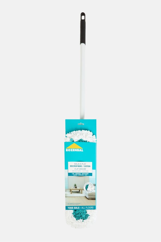 Flat Broom With Cleaning Pad, White