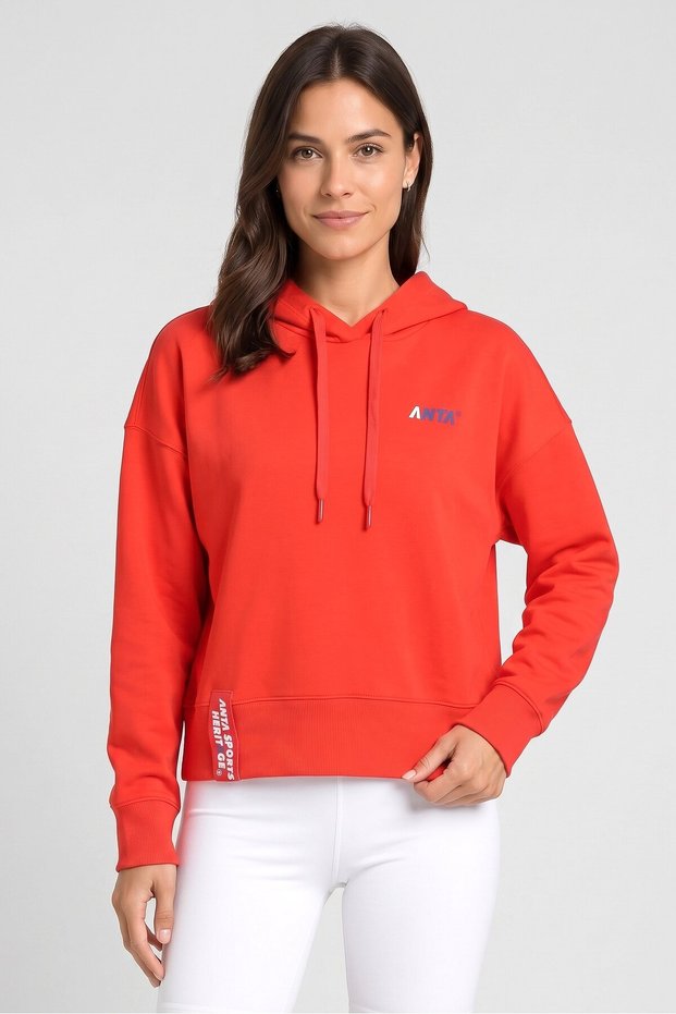 Women Relaxed Fit Long Sleeve Outdoor Hoodies, Red