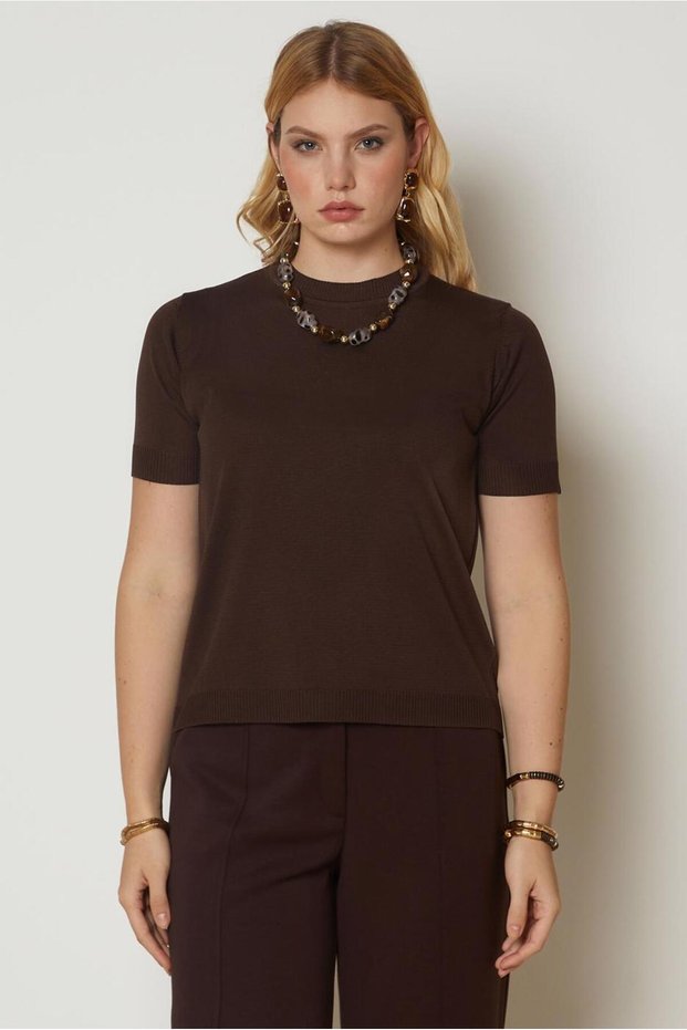 Short Sleeve Tricot Sweater 46969