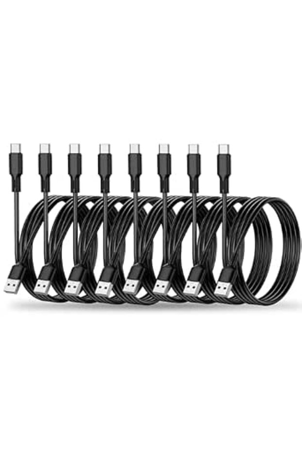 8 قطع (3 أقدام/1 متر) كابلات USB من النوع C، كابل USB من A إلى C، سلك PVC للشحن السريع 2.4 أمبير لأجهزة آيفون