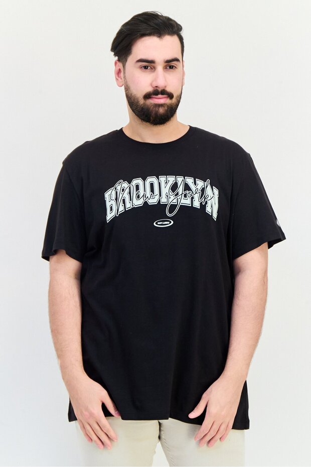 Men Crew Neck Short Sleeve Graphic Print T Shirt, Black