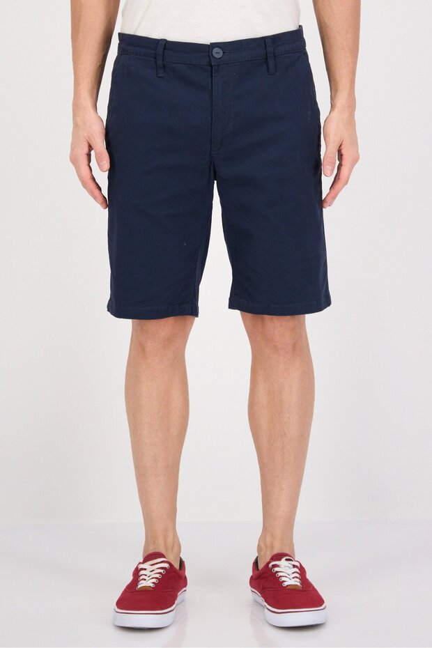Men Regular Fit Plain Chino Shorts, Navy