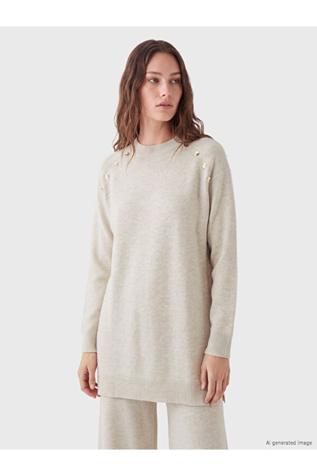 Rmz Gi̇yi̇m Farkiyla Zero Roba Collar Women's Knitwear Tunic