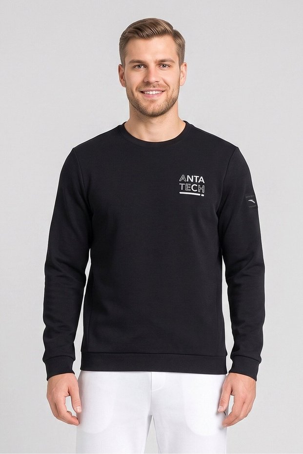 Men Sportswear Fit Long Sleeve Outdoor Sweatshirt, Black