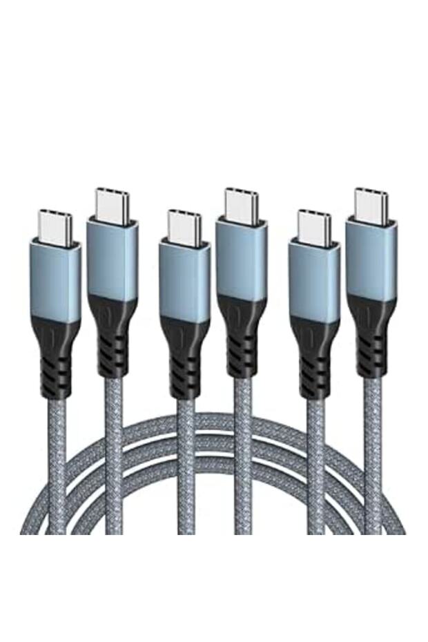 كابل USB A إلى USB C، 1 متر + 2 متر، شحن سريع 2.4 أمبير، كابلات شحن من النوع C، مزودة بخاصية مزامنة البيانات بسرعة 480 ميجابت في الثانية، مصنوعة من النايلون المضفر.