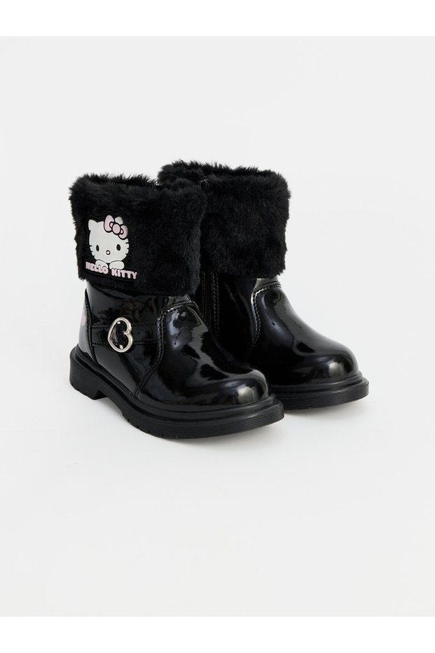 Özmarka New Season Black Zippered Printed Girls' Boots