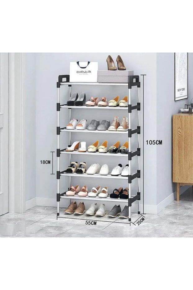 Black six layer 3-7Floor Simple Shoe Rack Multi Layer Dustproof Household Doorstep Shoe Cabinet Stor