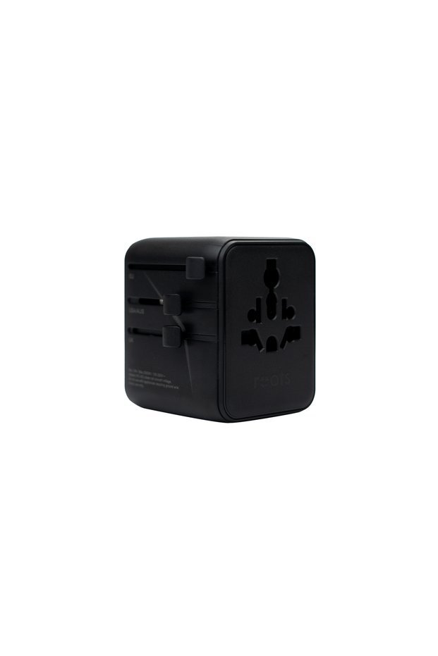 35W GaN III Universal Travel Adapter with USB-C and USB-A Ports, Multi-Country Plug, Black