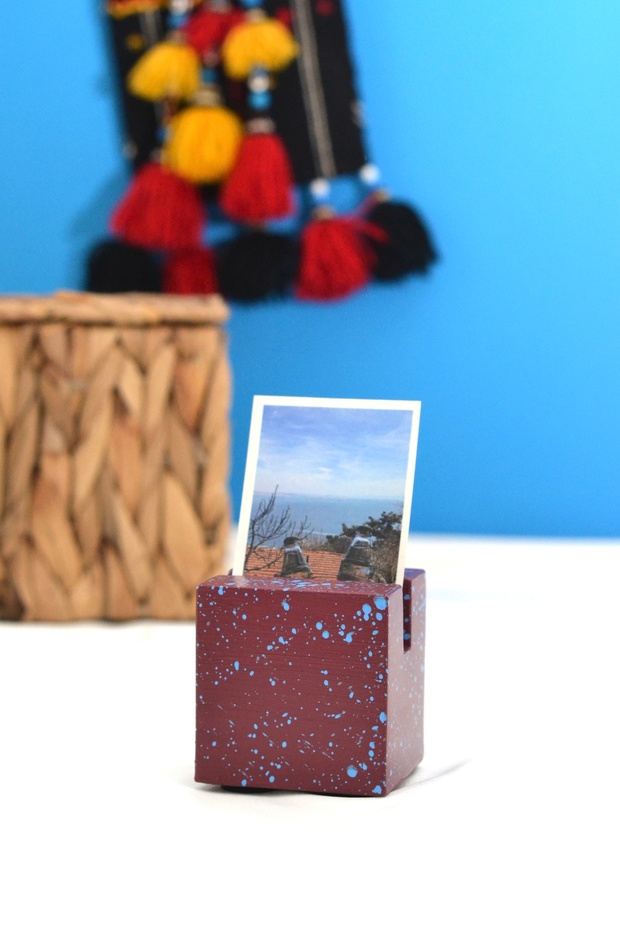 Burgundy Blue Fan Business Card Holder, Note Holder, Paper Holder, Photo Holder