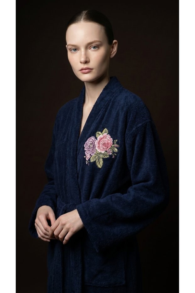 Halat de baie kimono Shadowed Bloom 100% bumbac