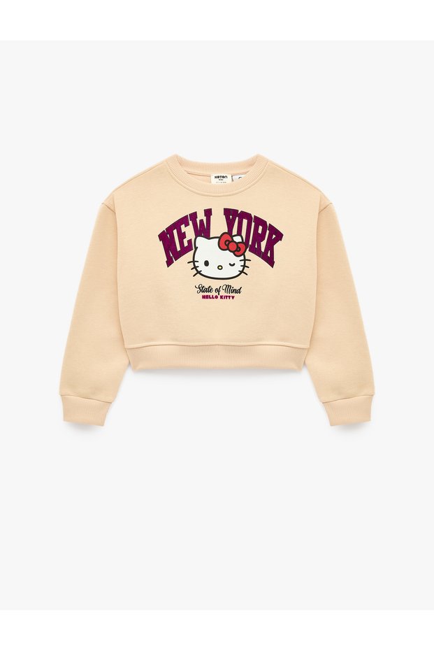 Hello Kitty Printed Hooded Long Sleeve Crew Neck Licensed Sweatshirt