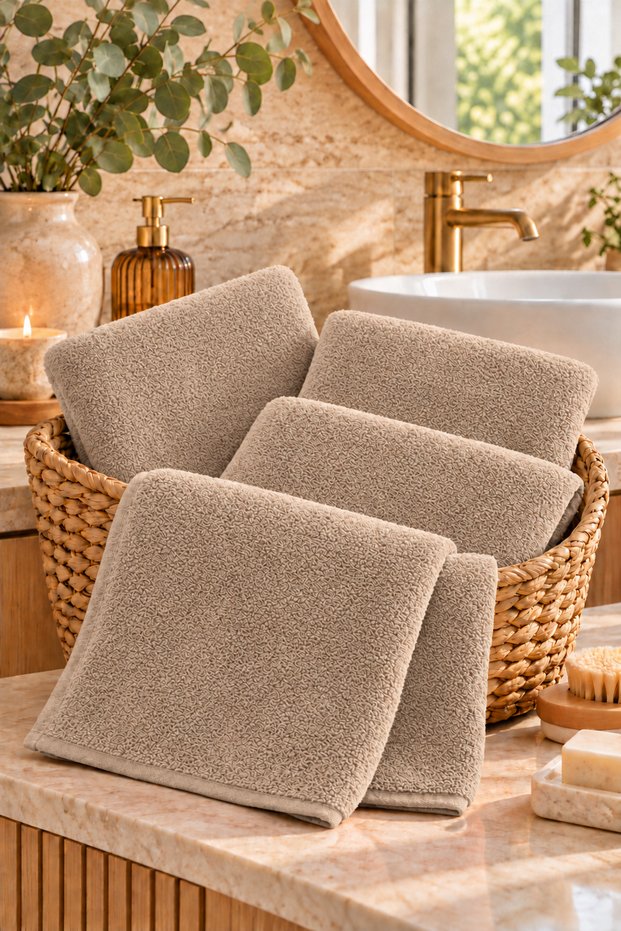 4-Piece 100% Cotton Hand and Face Towel Set Beige (45X85 cm)