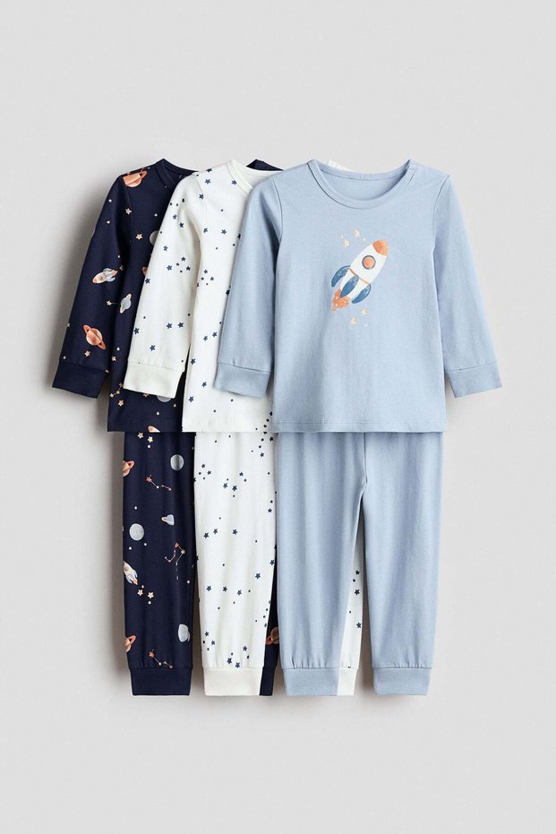 3-pack printed cotton pyjamas