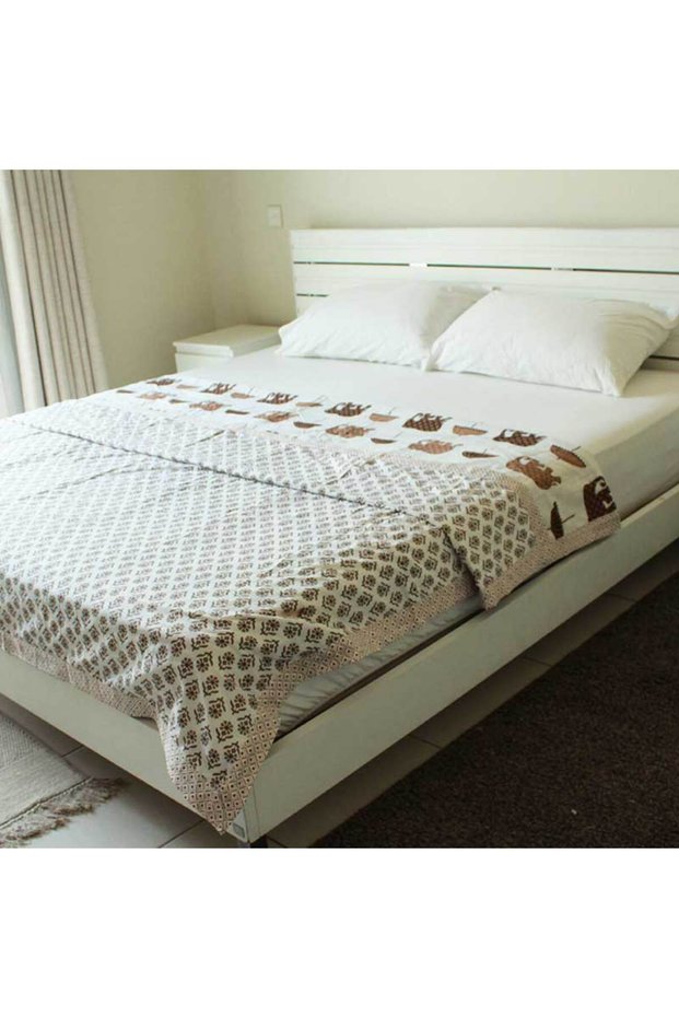 Brown Floral Double Dohar Full