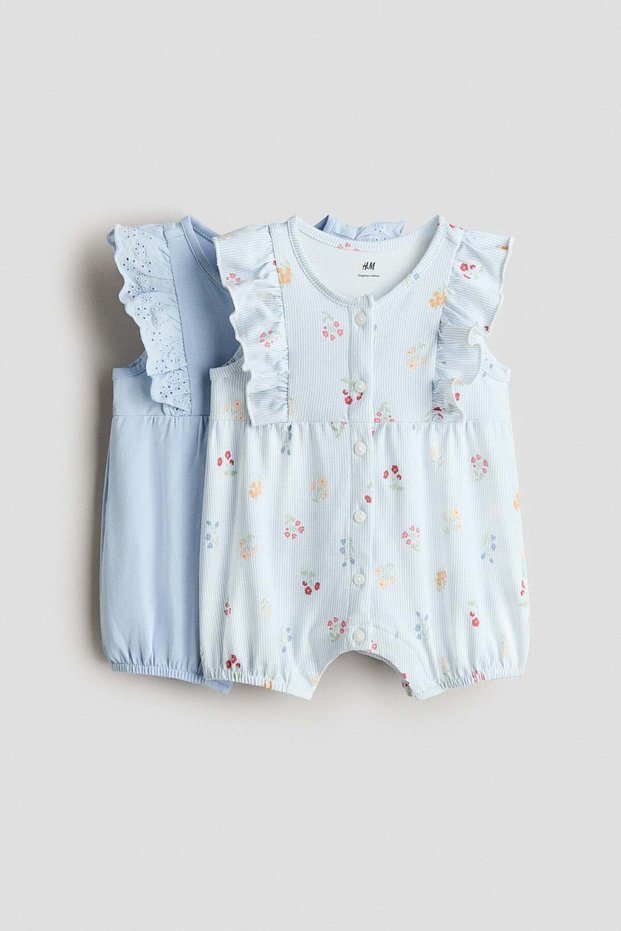 2-pack frill-detail romper suits
