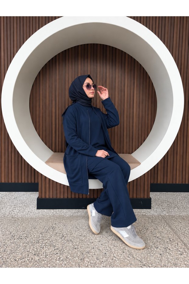 Alt Üst İkili F Zippered Pocket I Daily Hijab Tracksuit Set