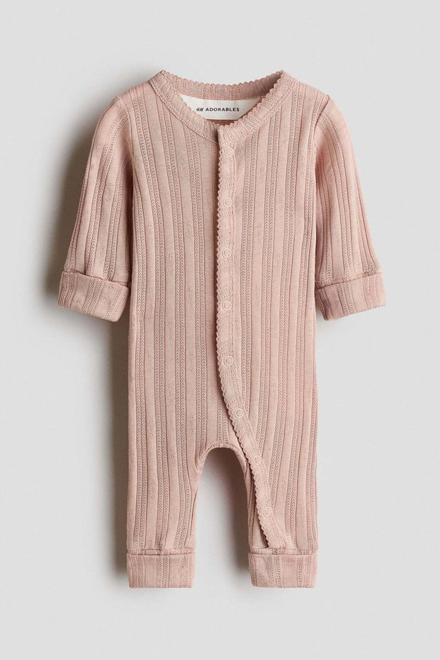 Cotton pointelle romper suit