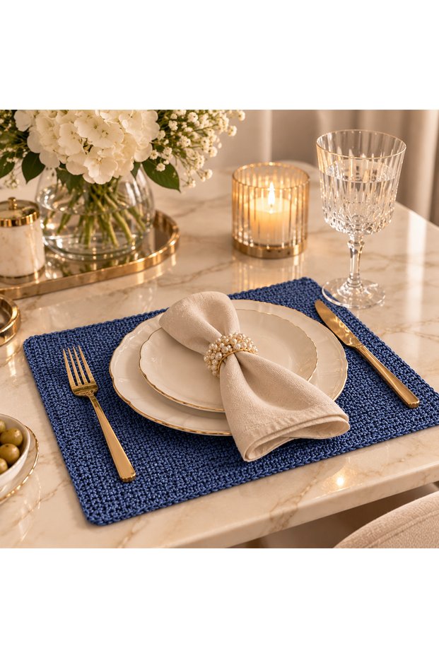 Beautiful House | Hand Knitted Placemats 🧶 (6 Pieces)