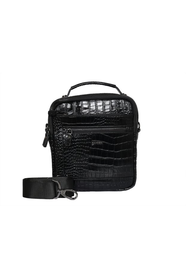 Genuine Leather Men's Shoulder Bag with Strap