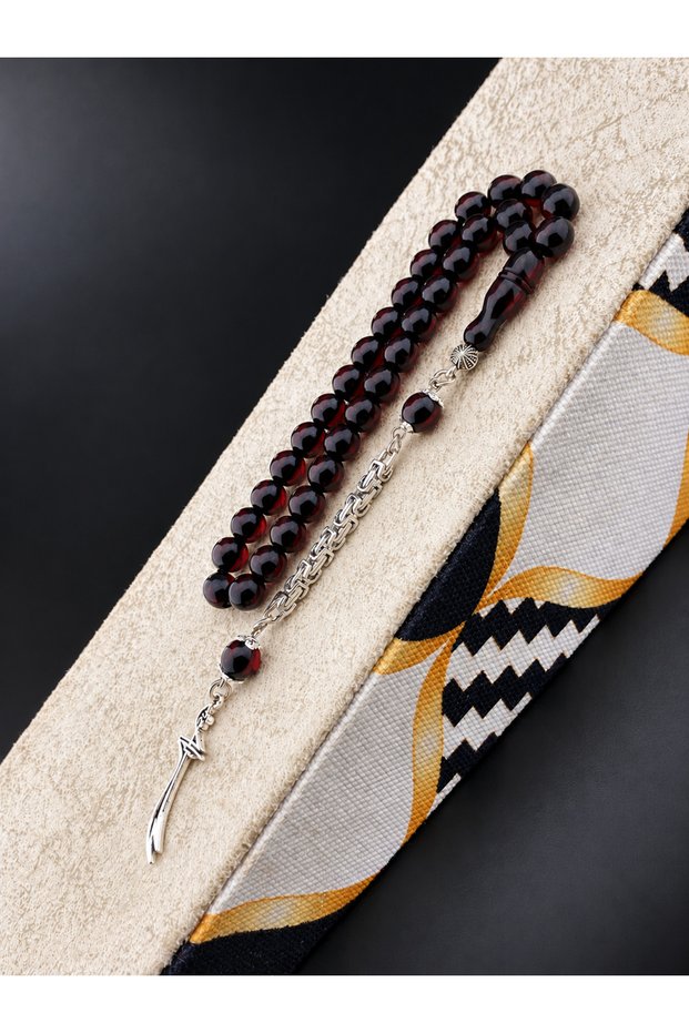 Ottoman Model Globe Cut Zülfikar Tassel Fire Amber Prayer Beads