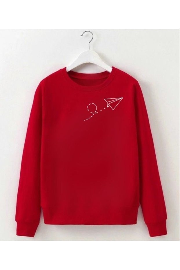 Design Printed Cotton 3 Thread Threaded Crew Neck Oversize Sweatshirt