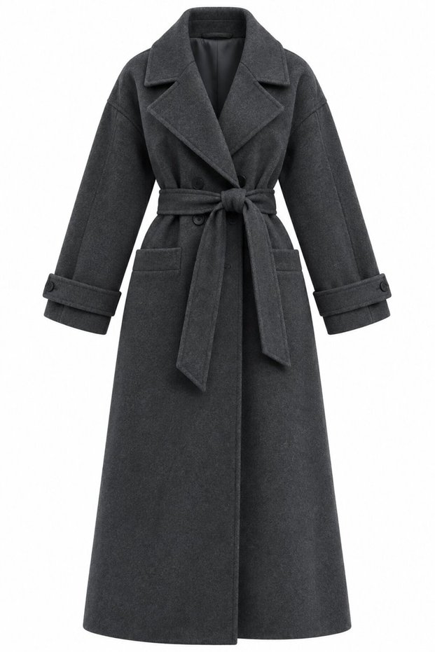 Dark Gray Frankfurt Long Cashmere Coat - 2Y408021