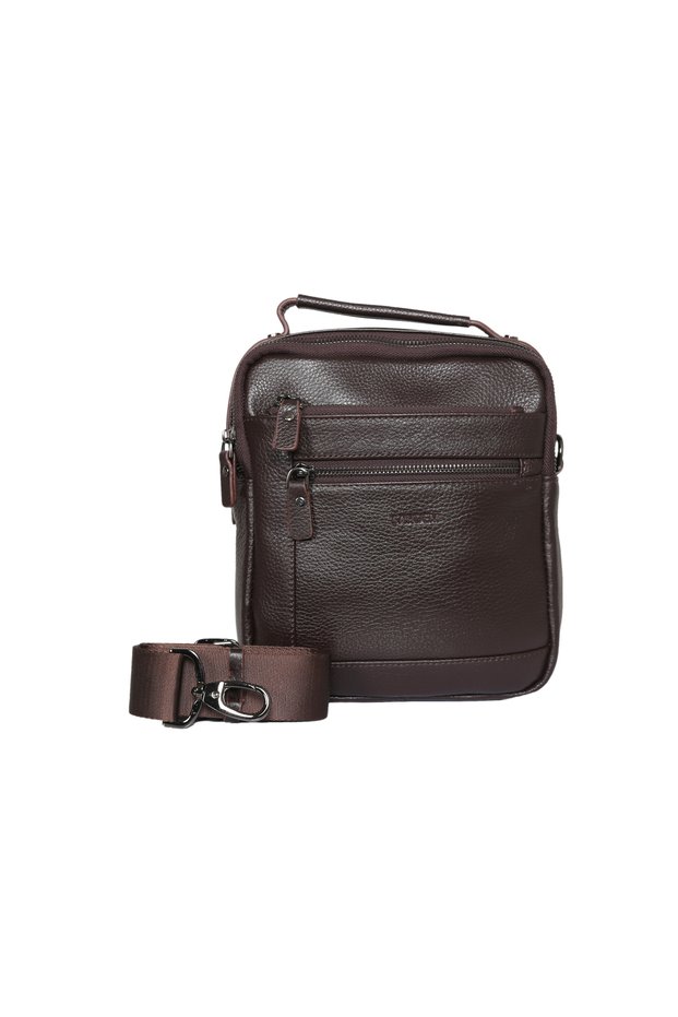 Genuine Leather Men's Shoulder Bag with Strap