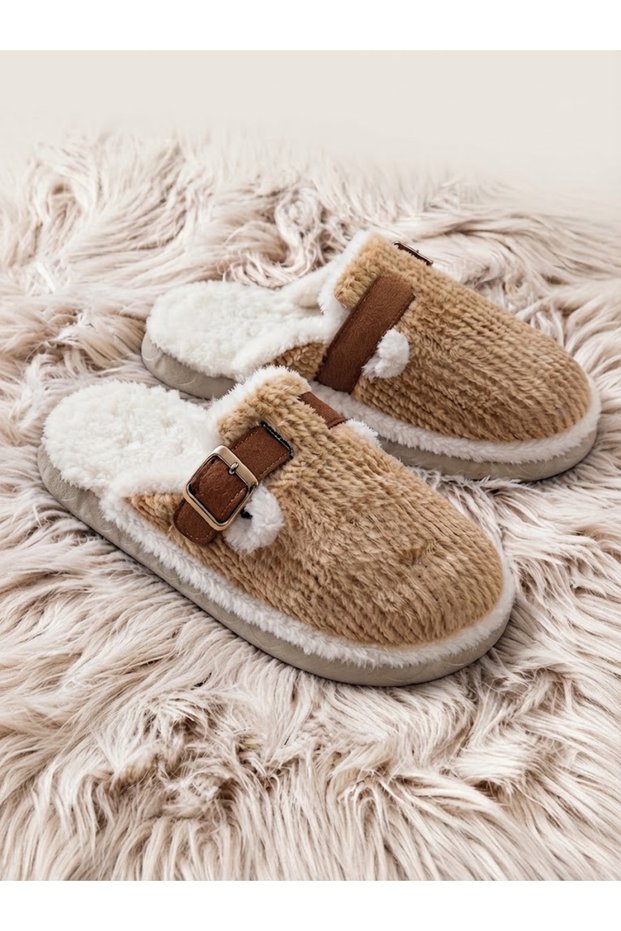 Antarctica 2 Non-Slip Carpet Slippers with Fur Buckles