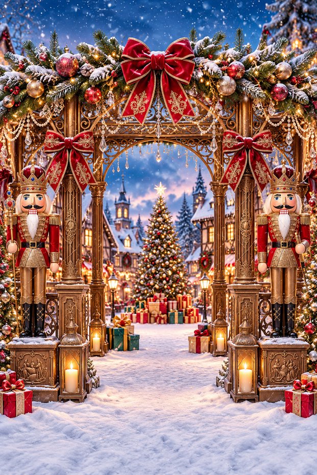 Christmas Themed, Welcome New Year, Happy New Year, Photo Shoot, Celebration, School Event Fabric Backdrop