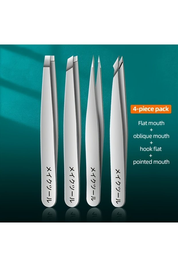 Silvery 4 pcs 1/4pcs Set Professional Eyebrow Hair Removal Splinter Tweezers Set Perfect For Very Ef