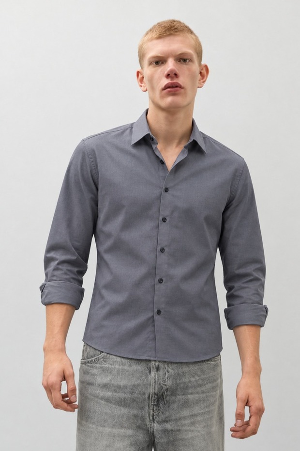 Men's Classic Collar Casual Anthracite Shirt