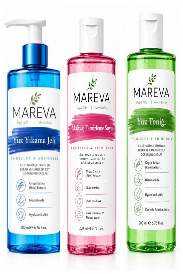 3-Piece Set of Moisturizing and Purifying Products (Face Washing Gel, Makeup Cleansing Water, and Facial Tonic)