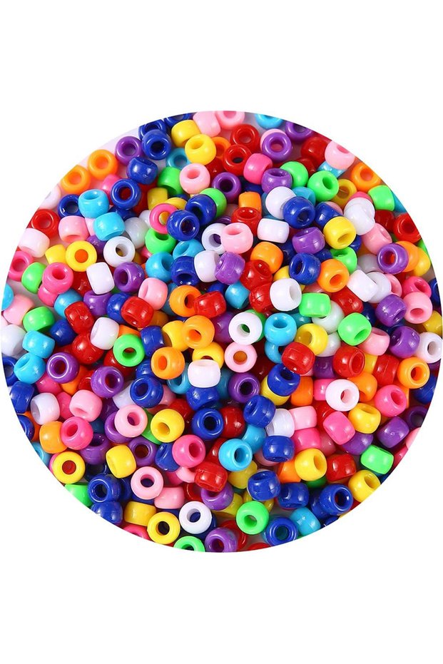6mm FZ-SSZ-22 1000Pcs Multicolor Pony Beads Set Plastic Pony Beads Making Hair Beads for Braids Hair