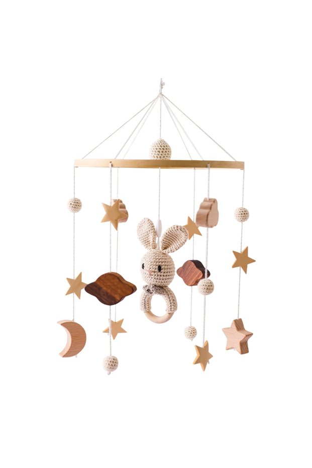 bed bell 22 Let's Make Baby Rattle Toy 0-12 Months Wooden Mobile Newborn Music Box Bed Bell Hanging
