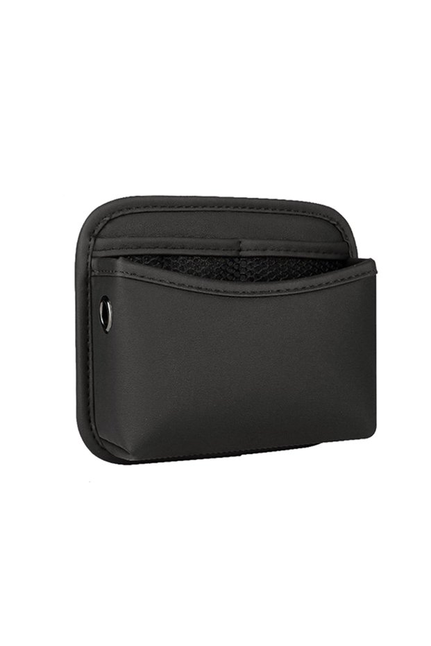 1PC Black Car Door Side Storage Bag,PU Leather Auto Mesh Pocket Organizer for Card,Phone,Sunglasses,