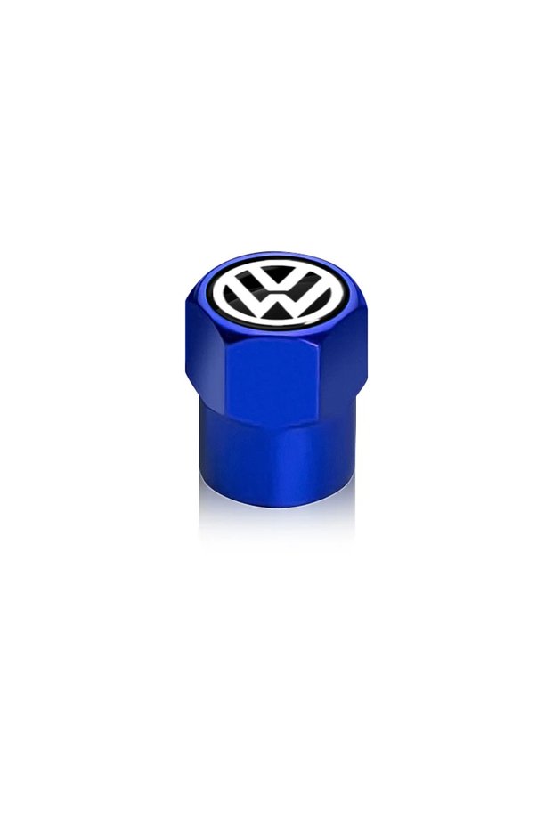 blue Metal Car Logo Wheel Tire Hex Valve Caps Stem Case Emblem for VW CC Polo Golf 4 5 6 7 MK4 MK5 M