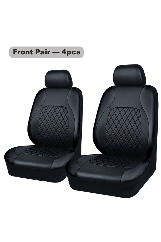 SN-2041-4PCS-BK Universal Internal Seat Covers 4PCS All-Season Quilted Faux Leather Car Seat Cover