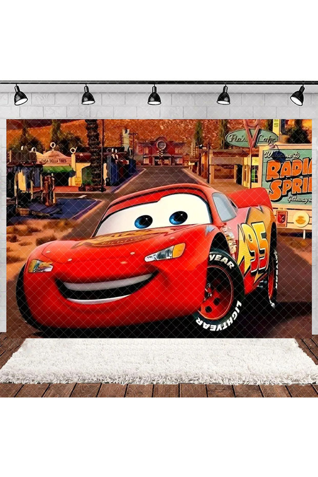 120x90 CM AZ440-03 Cartoon Racing Mobilization Backdrop Boy Birthday Party Decoration Balloon Cake B