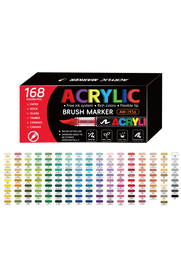 168 colors 12-288 Colors Acrylic Paint Pen Marker Brush Tip Paint Automatic Ink Control System Marke