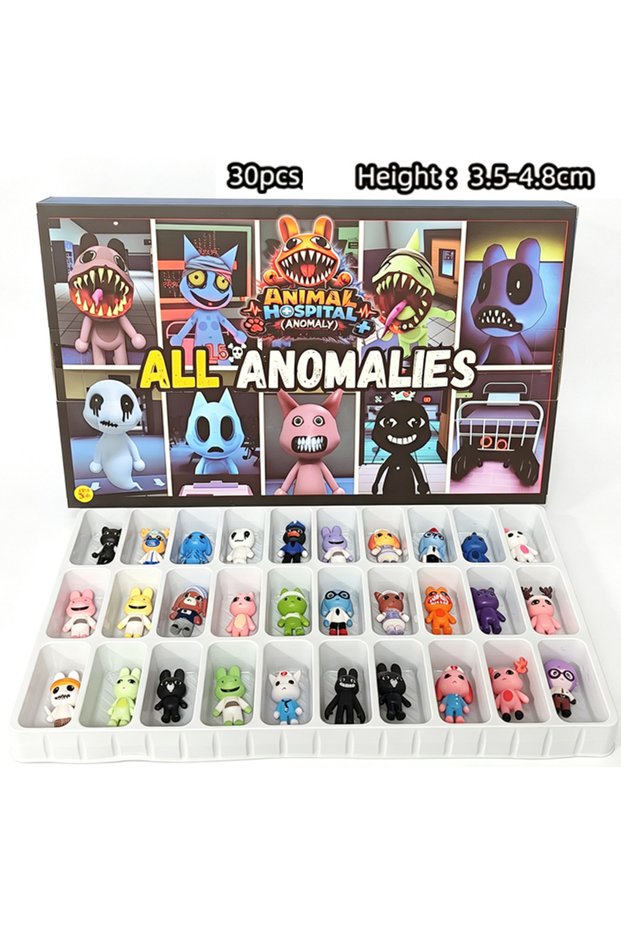 with box-30pcs-b4 Action Figure Animal Hospital Model Mini PVC Toys Set