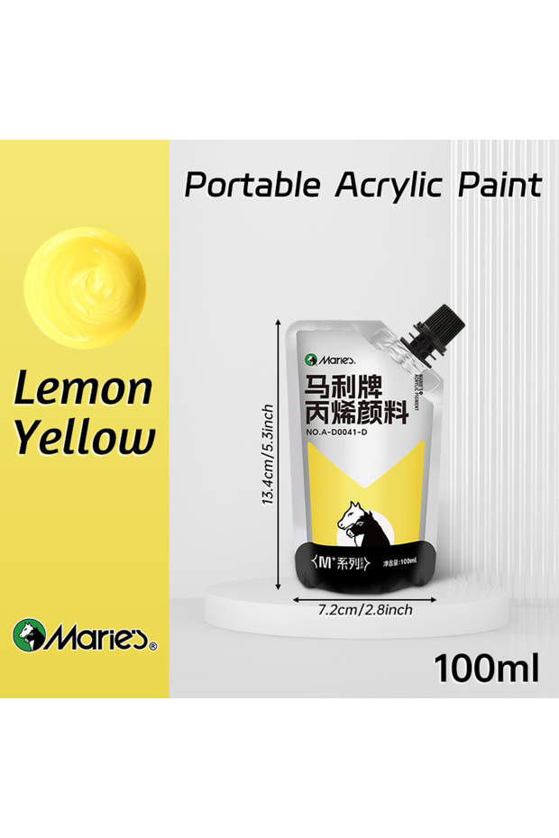 Lemon Yellow 100ml Marie's Acrylic Paint,Assorted Colors,Waterproof,Pigments for DIY Craft,Rock,Wood