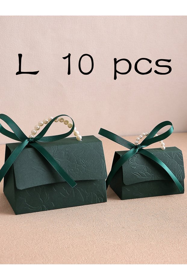 Other Other L-Dark Green-10Pcs 10-Pack of Stylish Embossed Gift Boxes, Available in Various Colors,