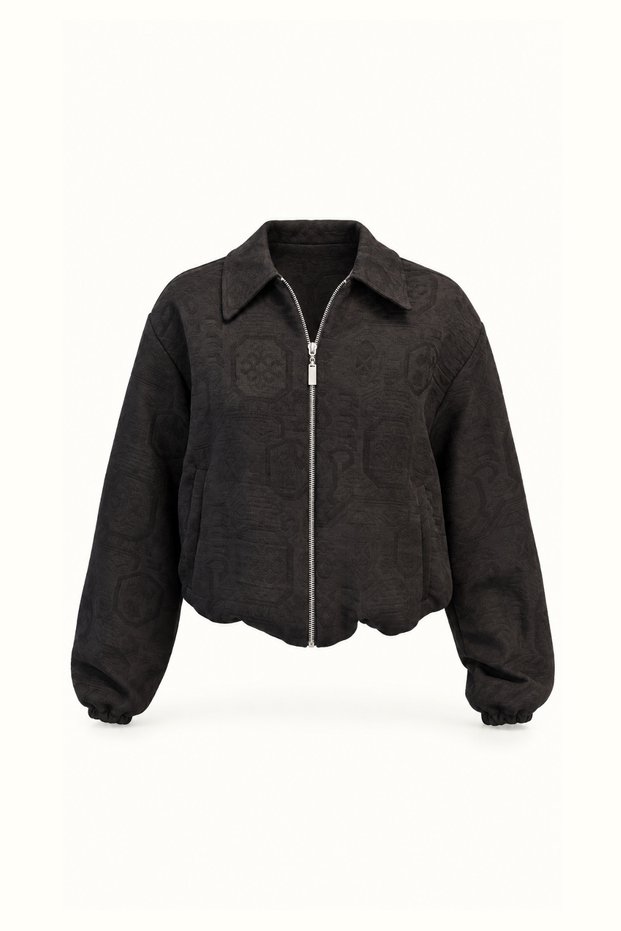 Jacquard Black Bomber Jacket