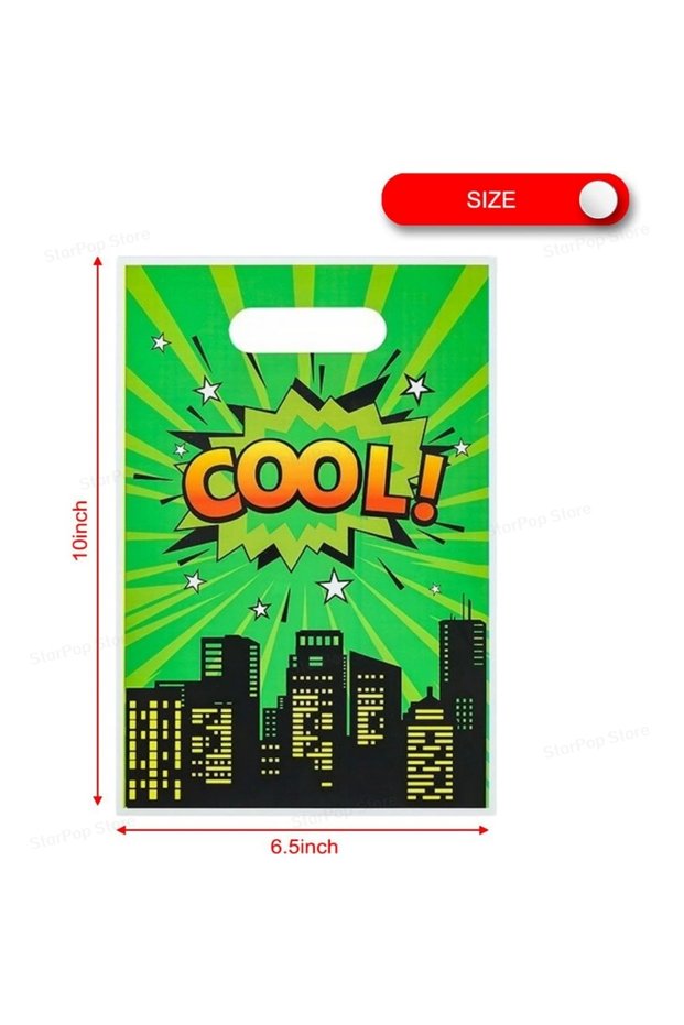25X16cm 20Pcs D SuperHero Theme Party Favor Bags With Handle 50/10Pcs Plastic Gift Candy Bags for Ba