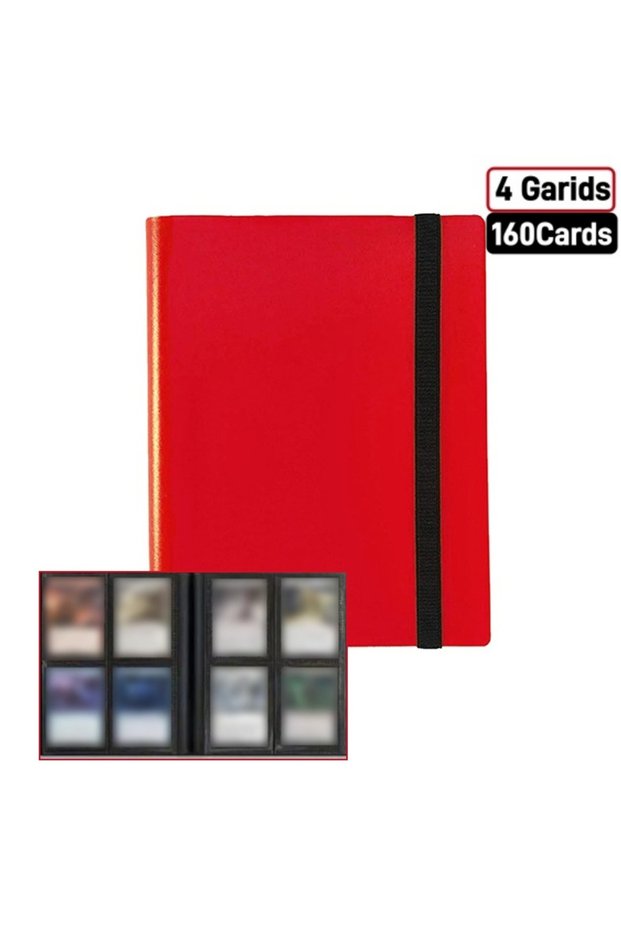 red 4 grid 4/9/12-Pocket Trading Card Binder - Holds 160-540 Cards - Durable PP Cover - Ideal for Ba