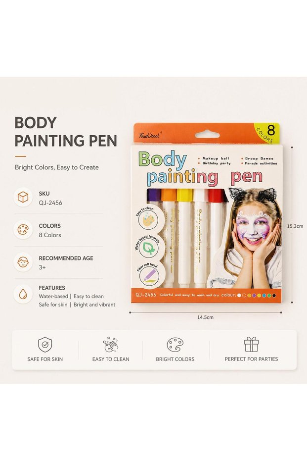 8 colors 12 Color Body Art Paint Markers For Face Painting Non-Toxic Washable Tattoo Drawing Pen Kit