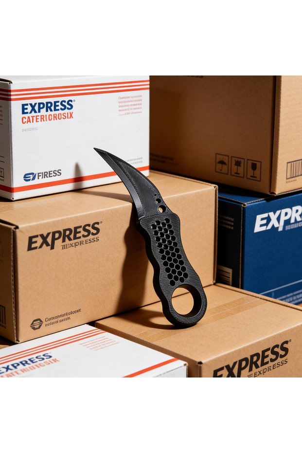 black 3D Printed Unboxing Tool, Anti-Slip Eco-Friendly Handle, Safe Portable Package Opener for Home