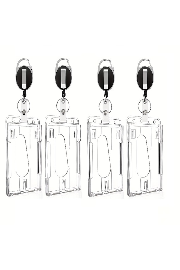 4PCS 2/4pcs Heavy-Duty Badge Holders with Retractable Clip - Transparent, Scratch-Proof ID & Keychai